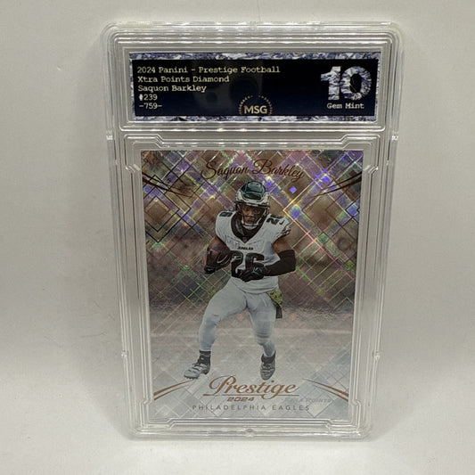 2024 Panini Prestige #239 Saquon Barkley Diamond Xtra Points Graded 10 NFL Card
