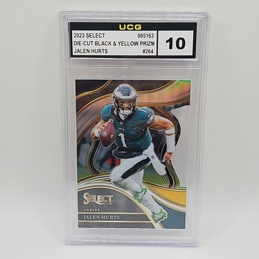 2023 Panini Select Club Level Jalen Hurts #264 Black & Gold Prizm Die-Cut Graded