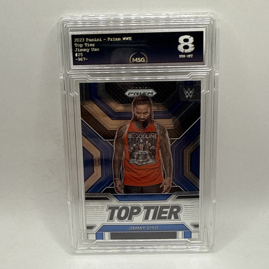 2023 Jimmy Uso Panini Prizm WWE Top Tier #25 Graded 8 Collectible Card