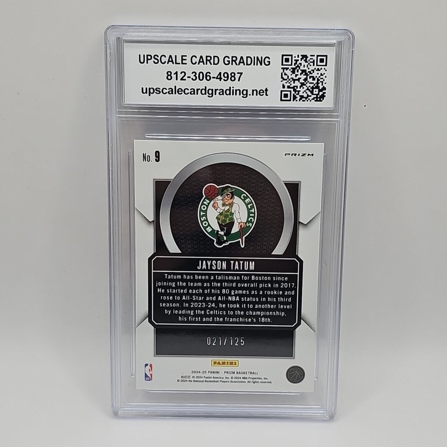2024-25 Prizm Jayson Tatum Talismen Blue Ice Prizm SP /125 Graded 9 Foil Holo