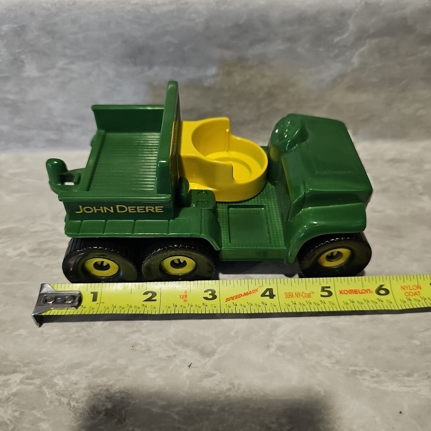 Toddler John Deere Gator Play Toy 6 Wheel RC2 with Dump Bed Green Yellow 5”x 3”
