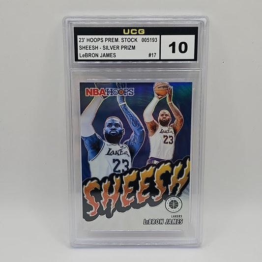 LeBron James #17 Nba Hoops Premium Stock - Sheesh Silver Prizm Graded 10