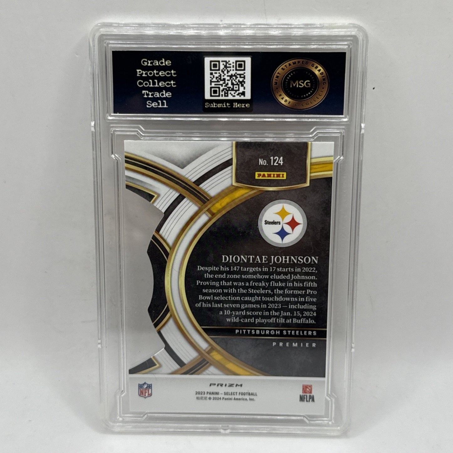 2023 Panini Select - Diontae Johnson #124 Silver Prizm Die-Cut Graded 9 NFL Card