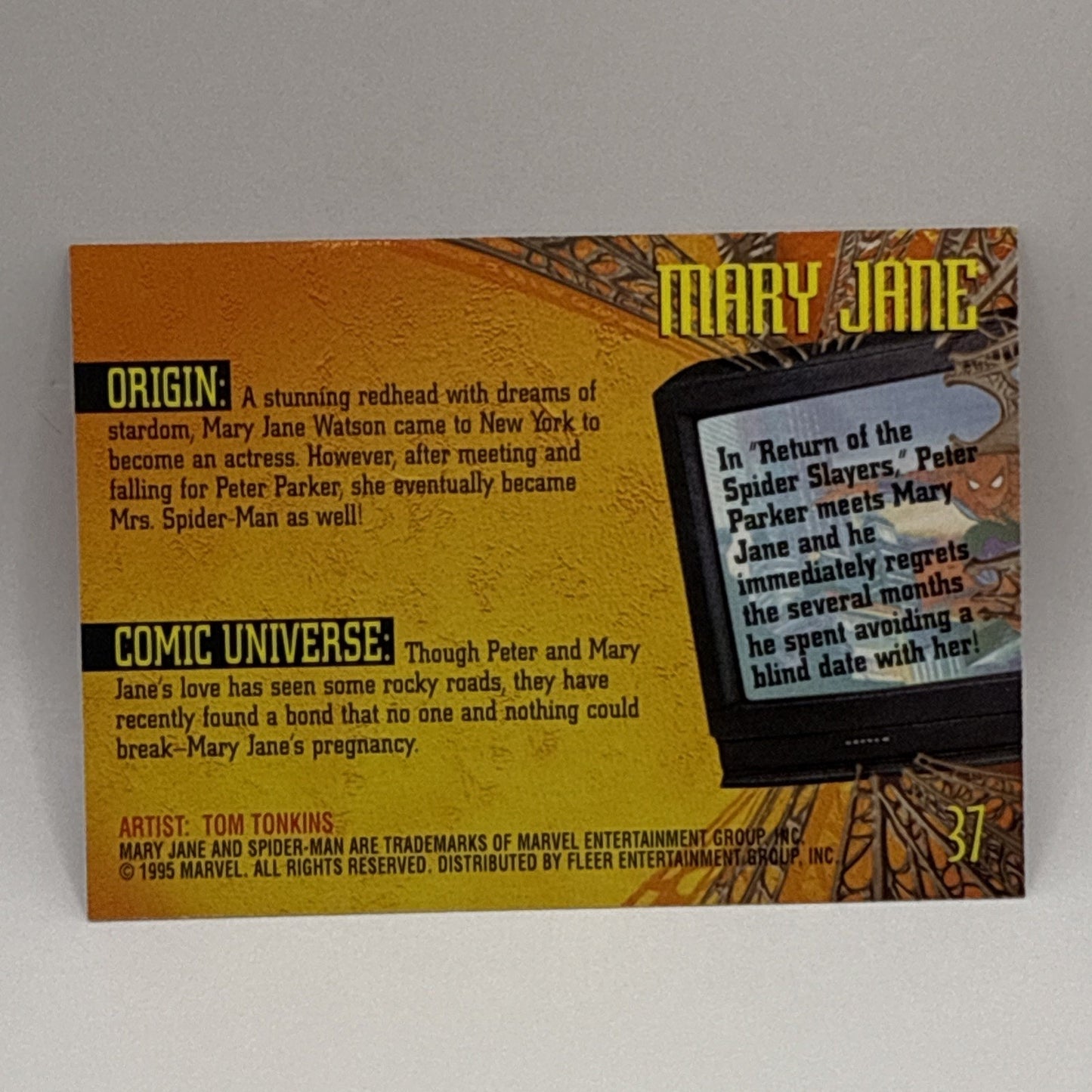 Spider-Man Mary Jane Gold Foil Signature 1995 Fleer Ultra 37 Tom Tonkin