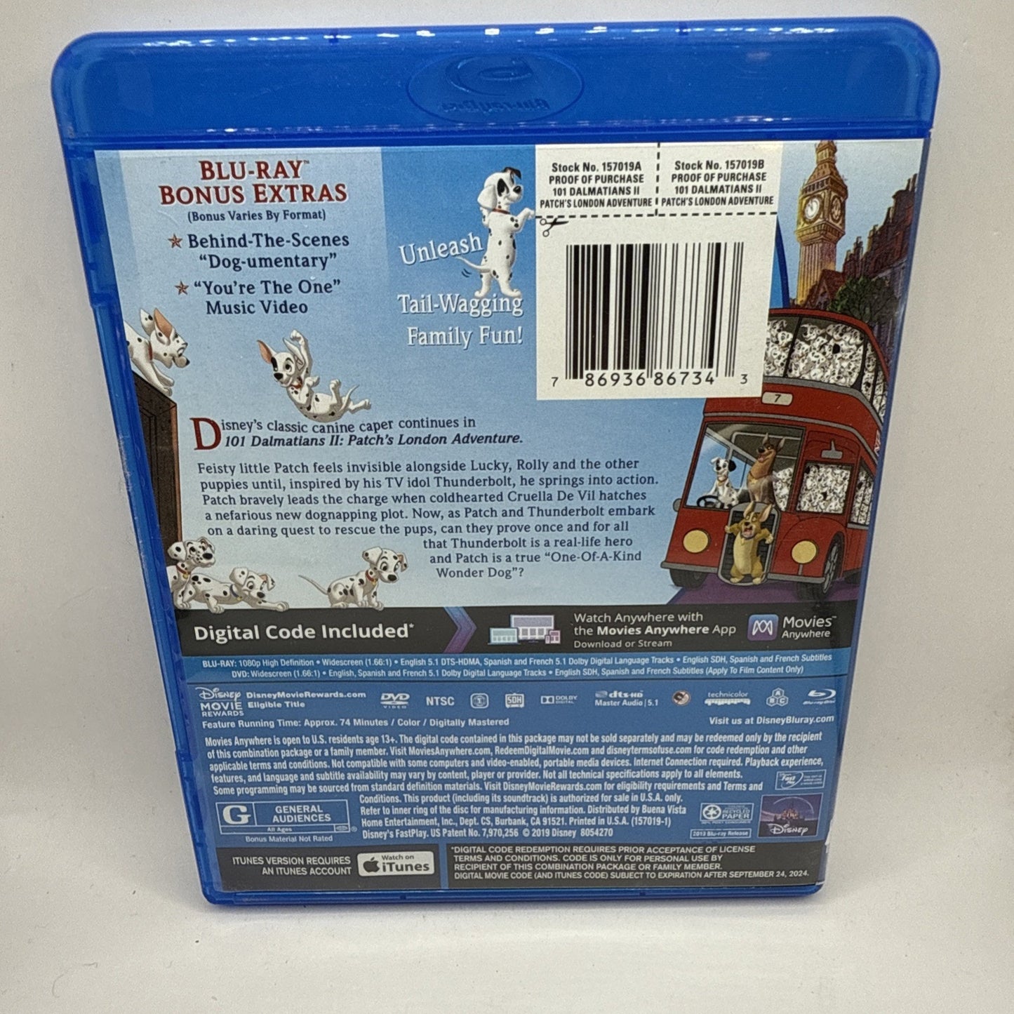 101 Dalmatians II Patch's London Adventure Blu-Ray + DVD Movie Combo