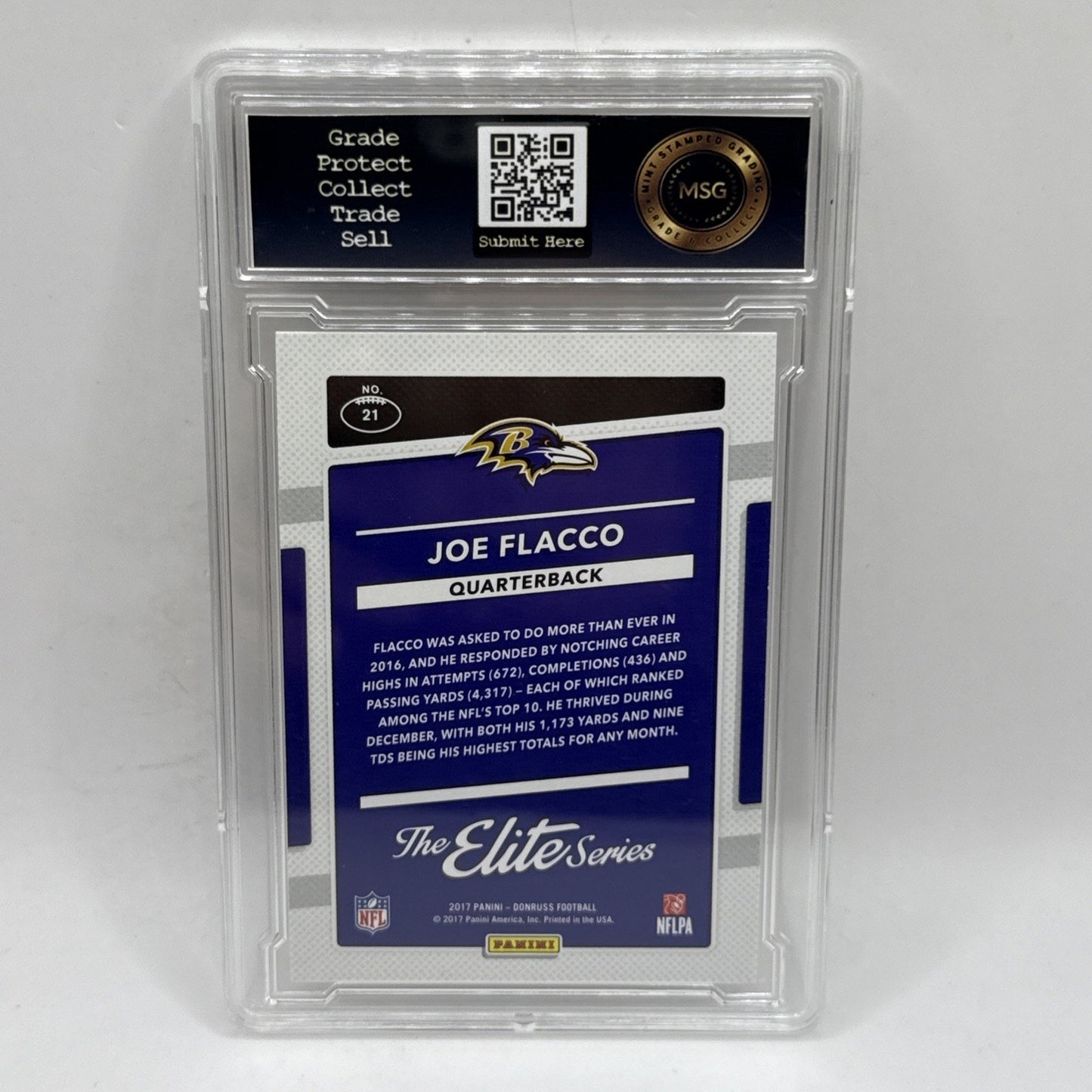 JOE FLACCO 2017 Panini Donruss The Elite Series #21 BALTIMORE RAVENS GRADED 10