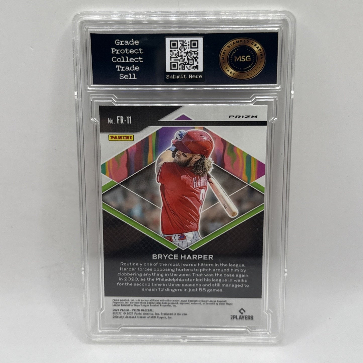 2021 Panini Prizm Bryce Harper Fearless SILVER Prizm Parallel Phillies Graded 9