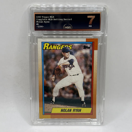 1990 Topps Baseball #1 Nolan Ryan Texas Rangers HOF Graded 7 MLB Card