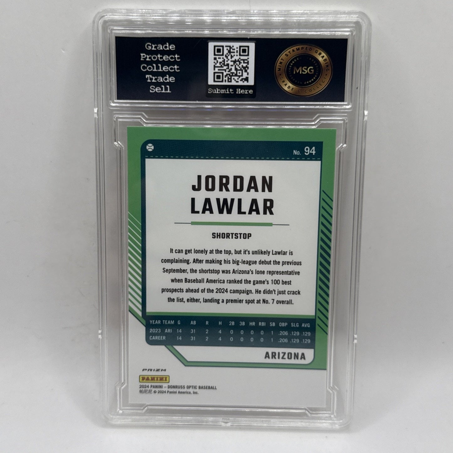2024 Donruss Baseball Optic Orange Velocity Jordan Lawlar #94 Diamondbacks MLB