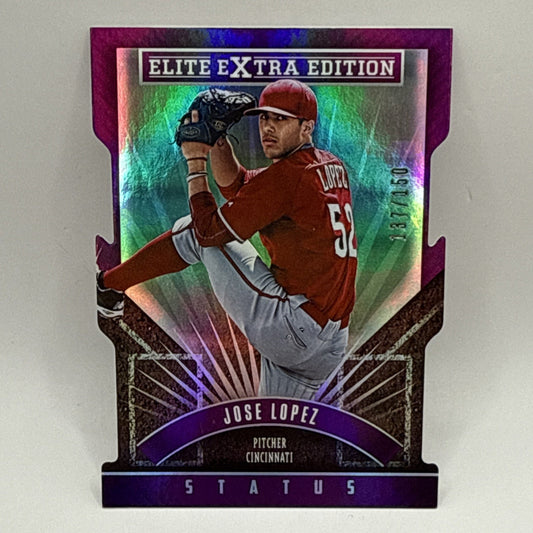 2015 Panini Elite Extra Edition Status Purple Die-Cut /150 Jose Lopez #170 Cincy