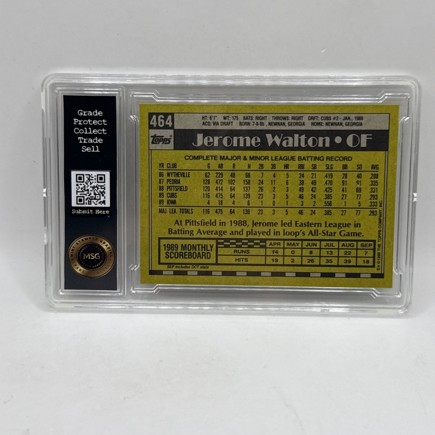 1990 Topps Jerome Walton #464 Chicago Cubs Card Graded 7 Vintage All-Star Rookie