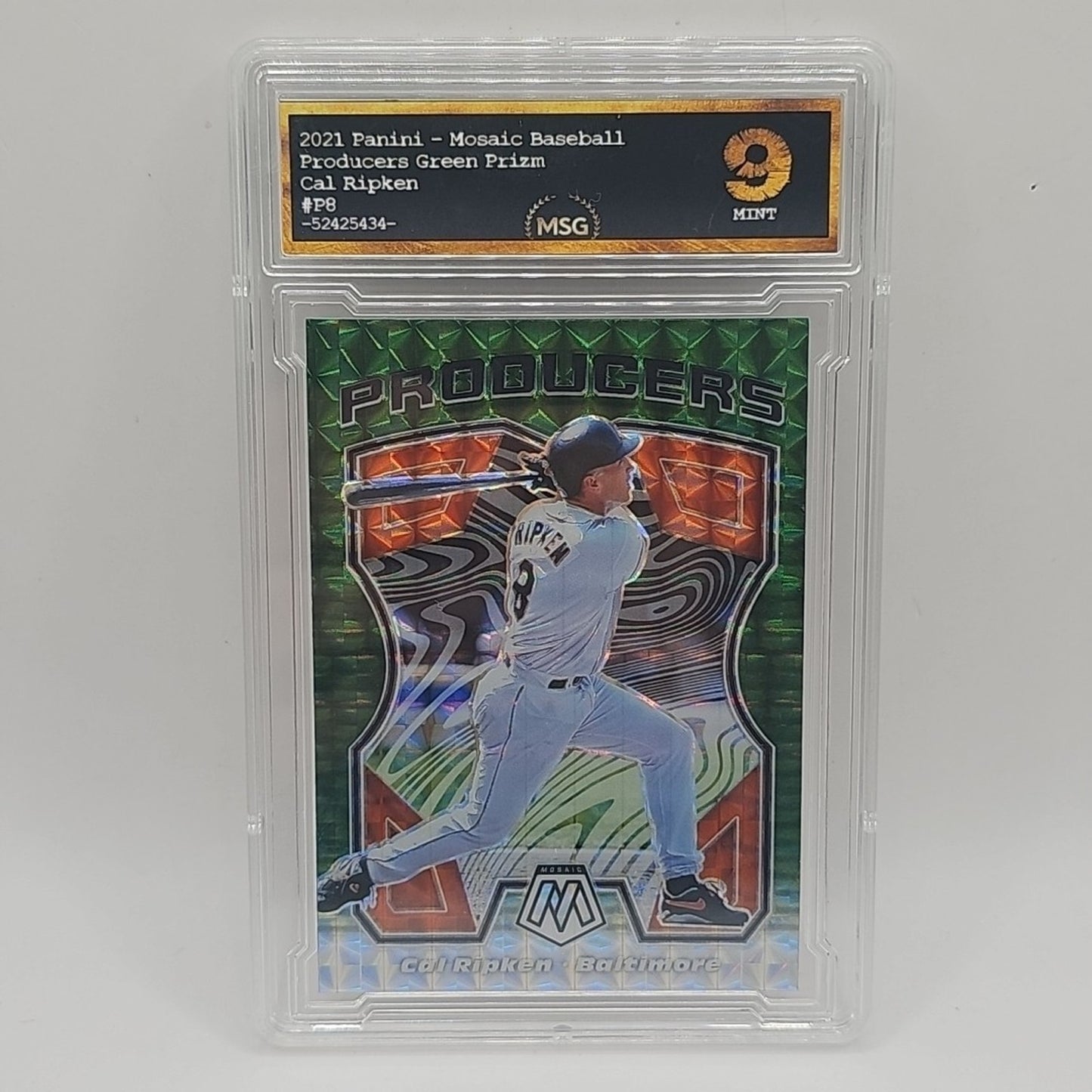 2021 Mosaic Cal Ripken Jr Producers Green Mosaic Prizm #P8 MSG GRADED 9 MINT MLB