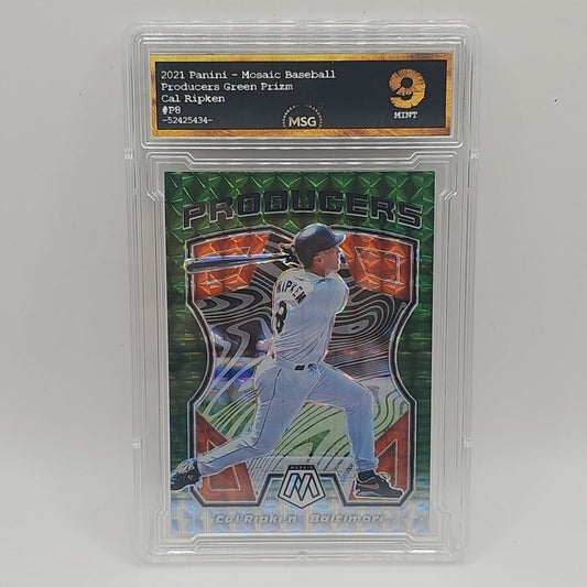 2021 Mosaic Cal Ripken Jr Producers Green Mosaic Prizm #P8 MSG GRADED 9 MINT MLB