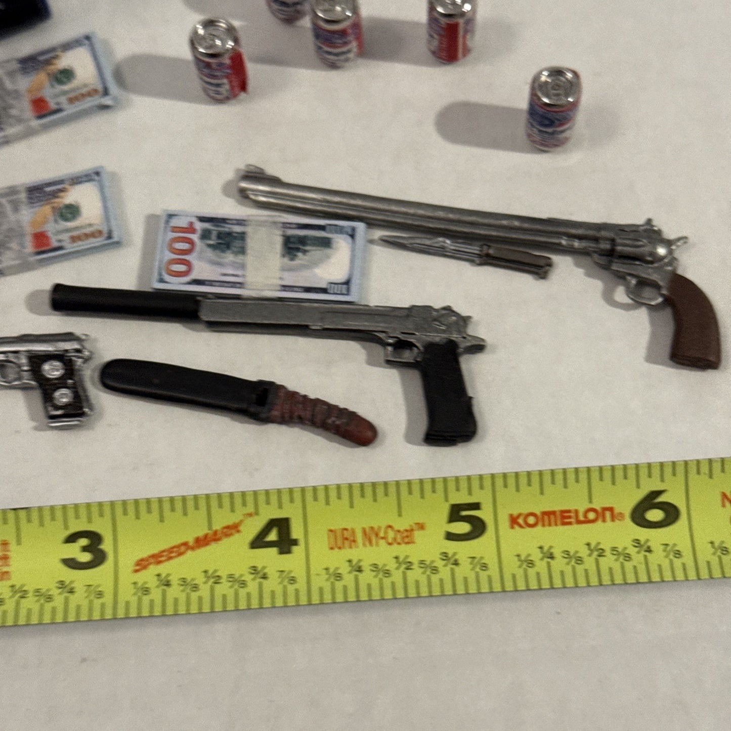 Lot Of Toy Action Figure Weapons - Play Money - Play Set Accessories