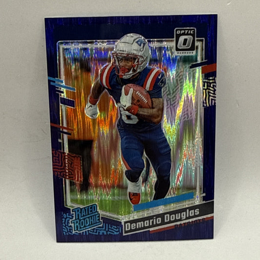 2023 Donruss Optic Demario Pop Douglas Purple Shock Rated Rookie Patriots RC