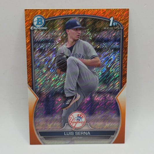 Luis Serna 2023 Bowman Chrome 1st Orange Shimmer Refractor 12/25 BCP-168 Yankees