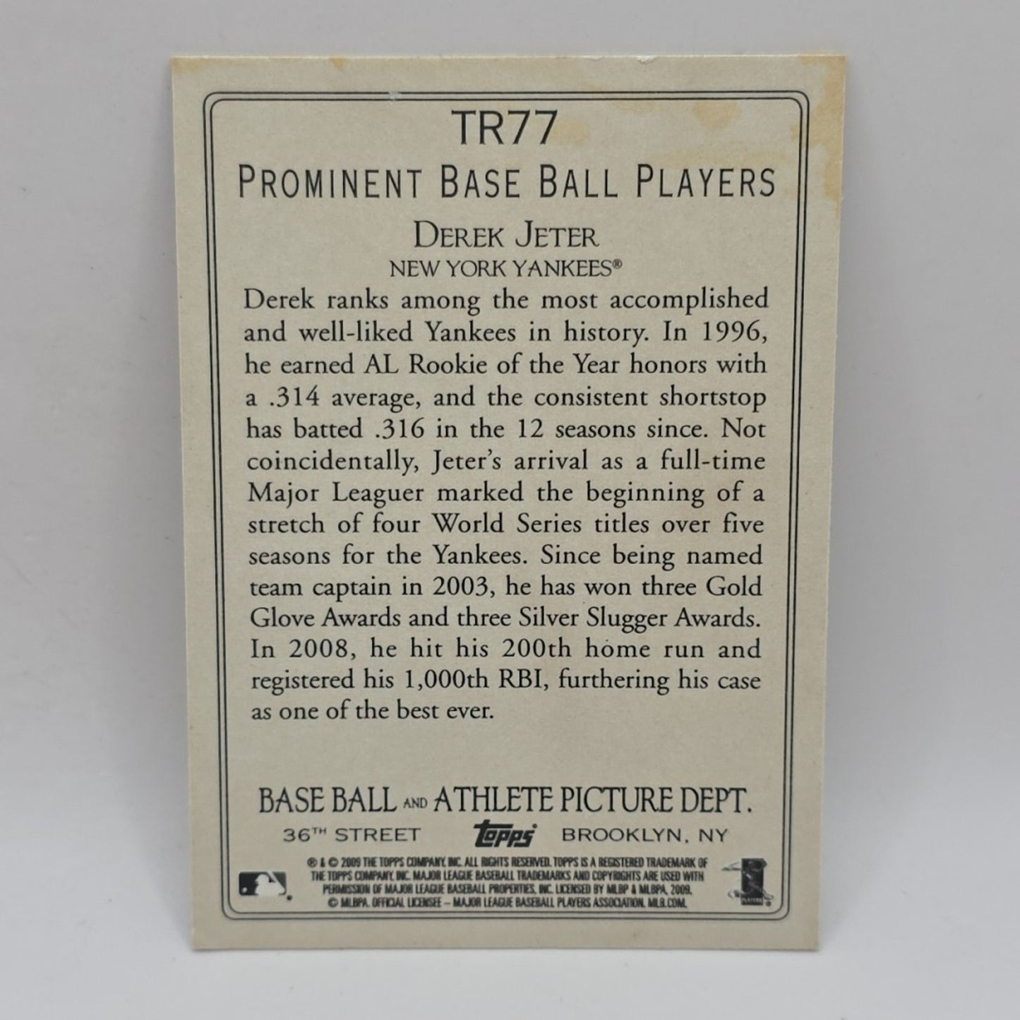 2009 Topps Turkey Red Baseball Derek Jeter Card #TR77 New York Yankees MLB
