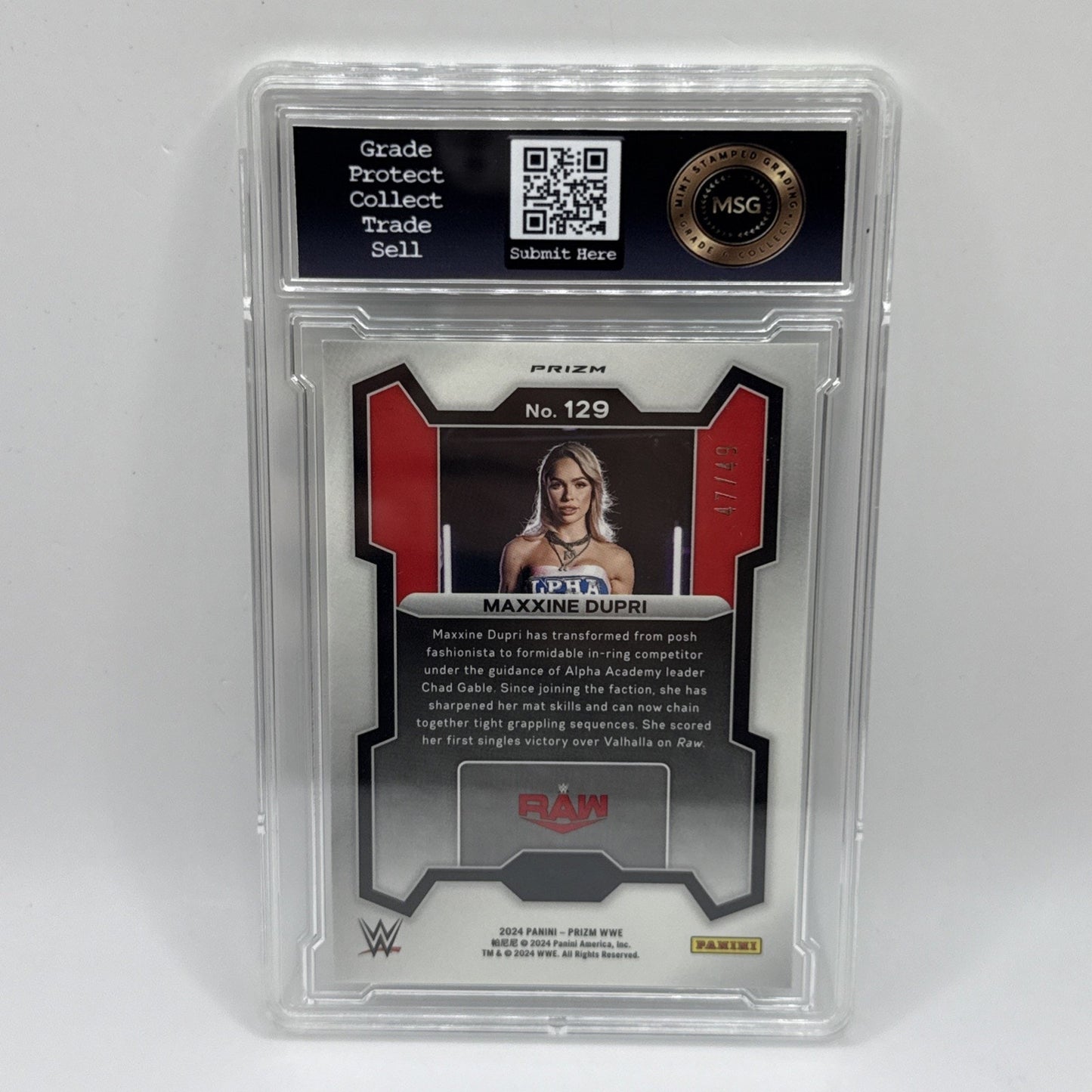 2024 Panini Prizm WWE Green Prizm /49 Maxxine Dupri #129 Short Print Graded 9