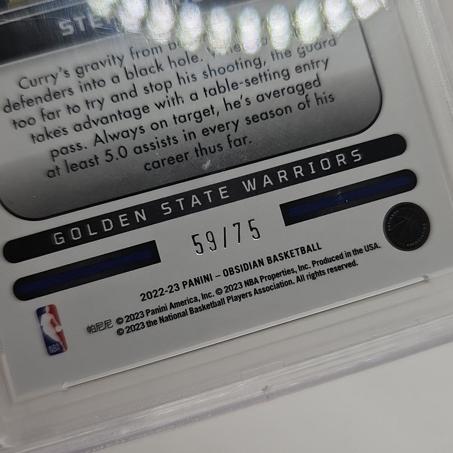 '22 Obsidian Supernova Purple #4 Stephen Curry Warriors SP /75 Graded PSA 9 MINT