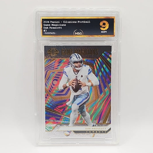 #3 2024 Panini Illusions Game Magicians Dak Prescott Dallas Cowboys Graded 9 NFL