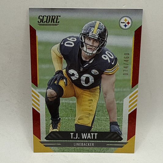 2021 Score Dots Red /460 TJ Watt #117 NFL Steelers Football Card Short Print