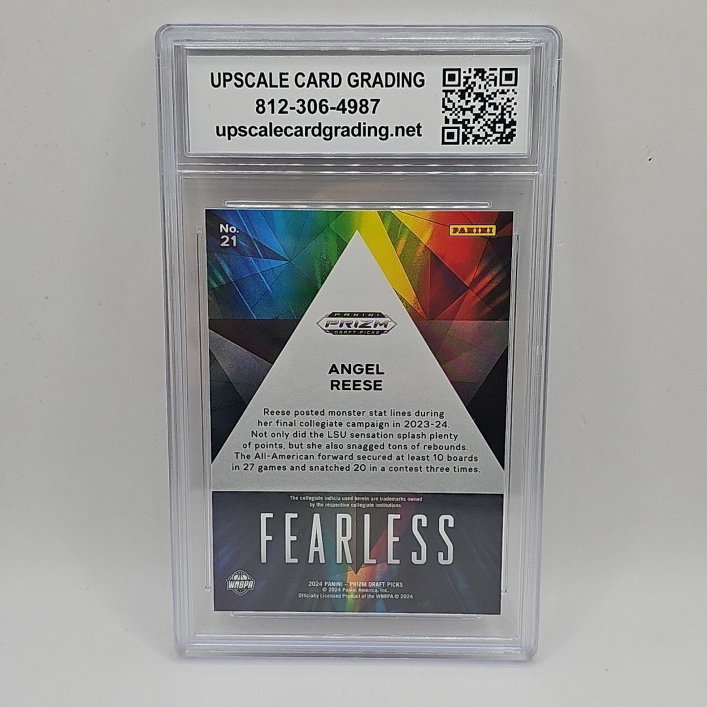 2024 Panini Prizm Draft Picks - Fearless Angel Reese #21 (RC) Graded 9 WNBA Card