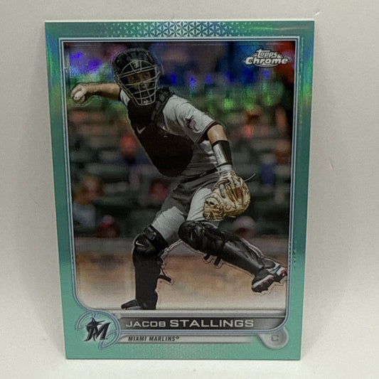 2022 Topps Chrome Jacob Stallings Aqua Refractor /250 Mlb Miami Marlins