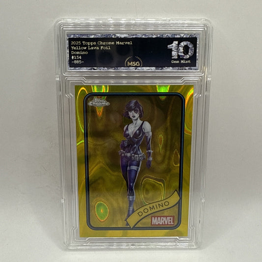2025 Topps Chrome Marvel Domino Yellow Lava Refractor #154 Graded 10 Gem Mint