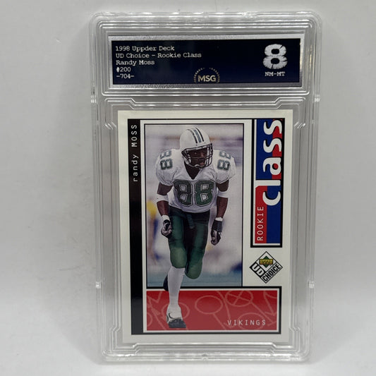 1998 Randy Moss Rookie #200 U.D. Choice Graded 8 Minnesota Vikings Graded 8 NFL