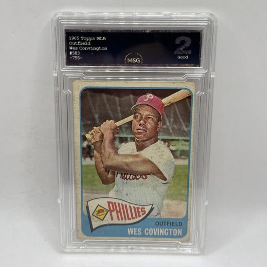 1965 Topps High # Wes Covington #583 Graded 2 Vintage MLB Phillies Card