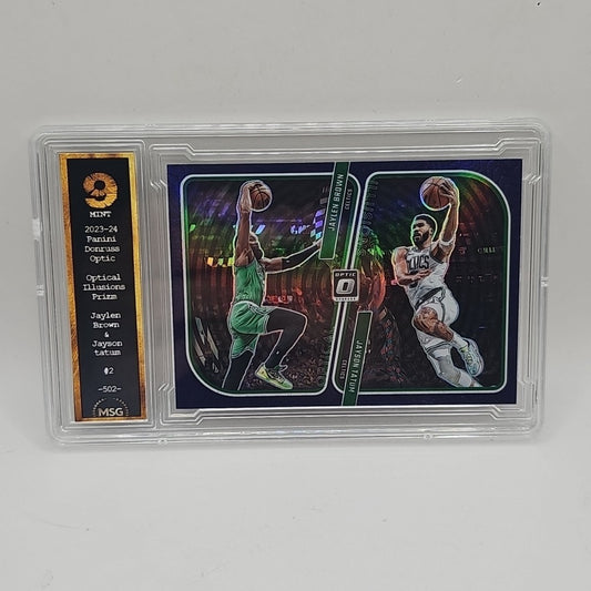 2023-24 Panini Donruss Optic Optical Illusions Jayson Tatum Jaylen Brown Purple