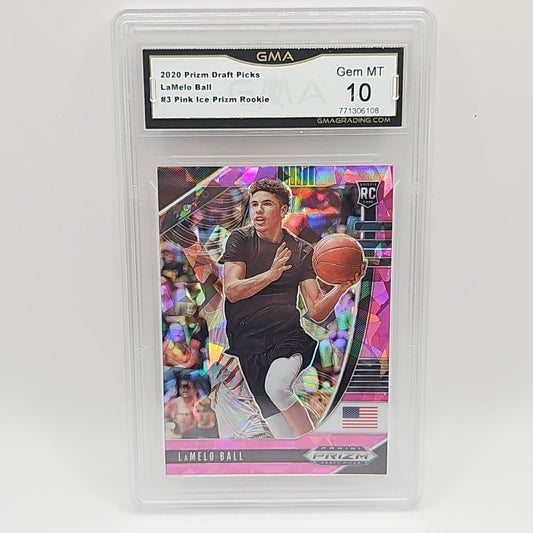 2020 Panini Prizm DP Lamelo Ball RC Pink Ice Graded 10 Gem Mint #3 Rookie