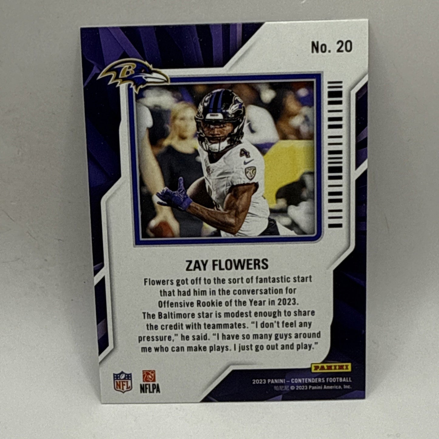 Zay Flowers 2023 Contenders Rookie of the Year RC Baltimore Ravens No. 20
