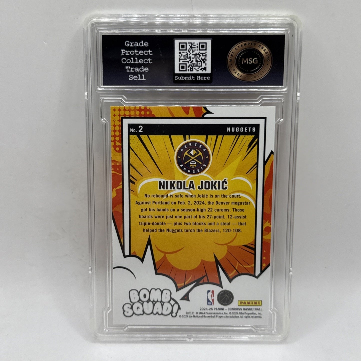 2024-25 Panini Donruss - Bomb Squad NIKOLA JOKIC Insert Graded 9 Mint NBA