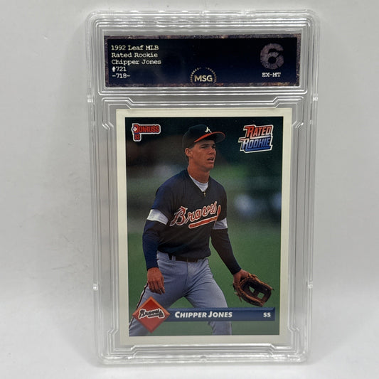 1993 DONRUSS CHIPPER JONES RATED ROOKIE #721 ATLANTA BRAVES HOF GRADED 6 MLB