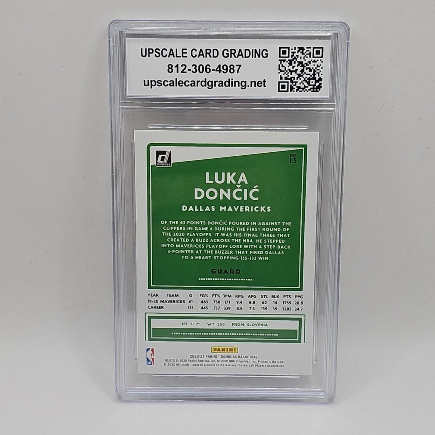2020 Donruss Luka Doncic Green Laser #13 Graded 10 Dallas Mavericks La Lakers
