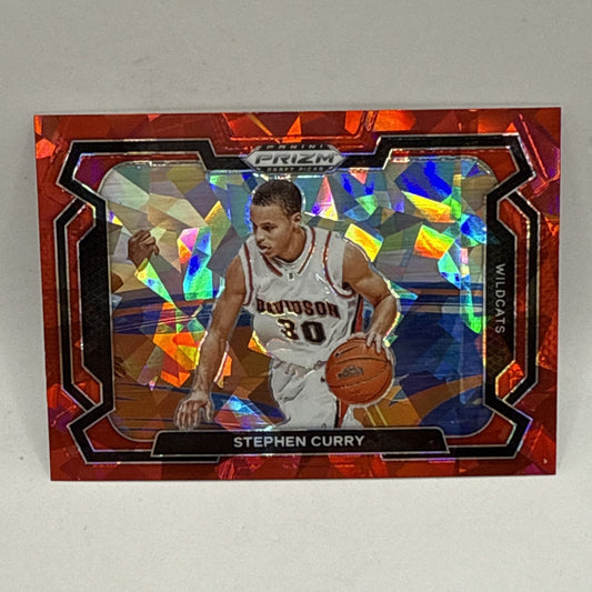 Stephen Curry 2024 Panini Prizm Draft Picks #77 Cracked Red Ice Variation