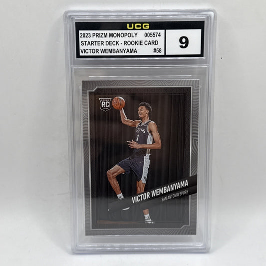 2023-2024 Prizm Monopoly Victor Wembanyama Starter Pack Rookie RC Spurs Graded 9