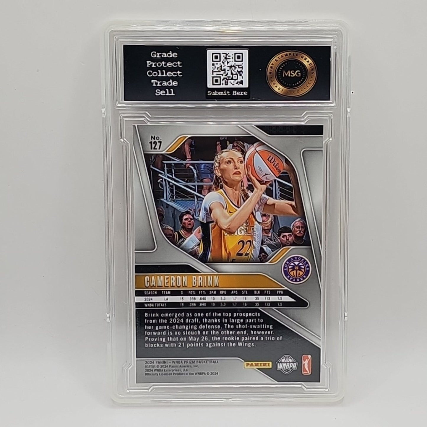2024 Panini Prizm WNBA #127 Cameron Brink Graded 9 Mint Rookie Los Angeles Spark