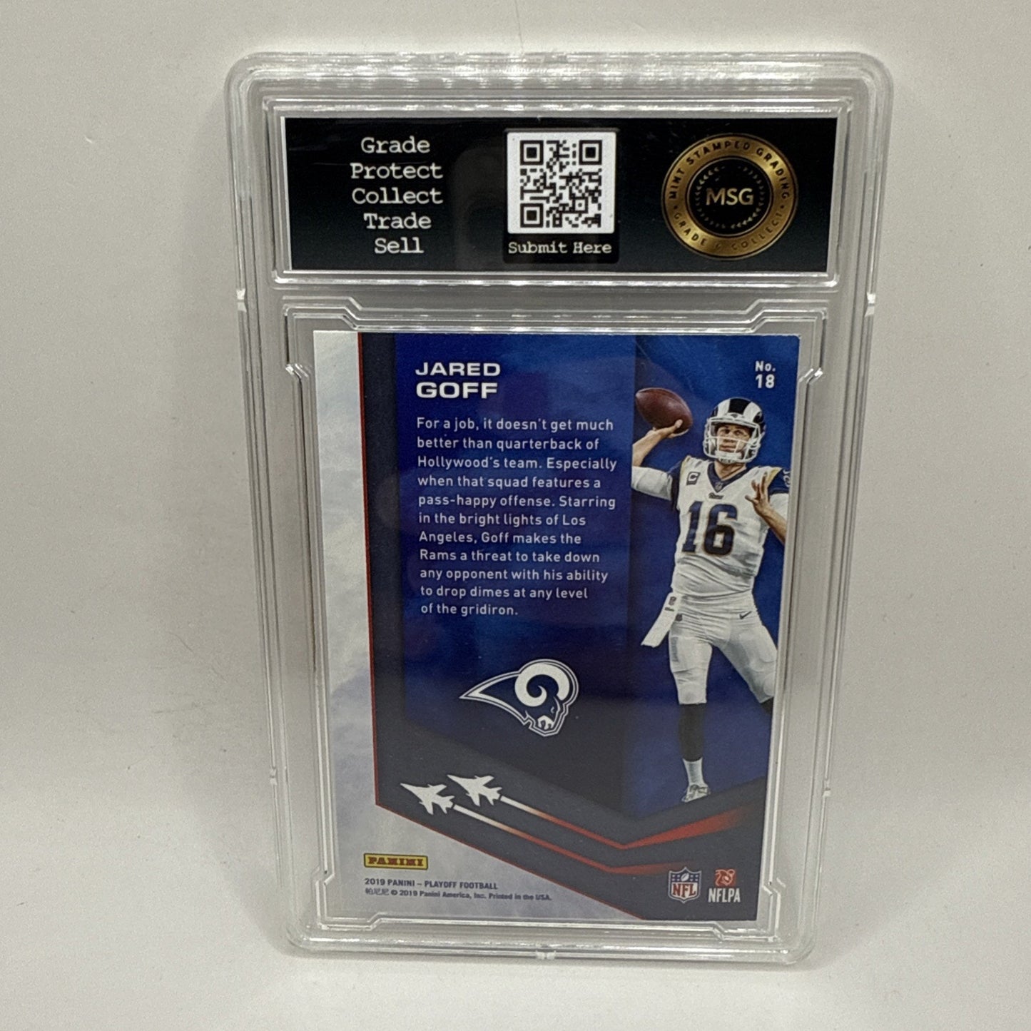2019 Panini Playoff Air Command #18 Jared Goff - Los Angeles Rams Graded 8 NFL