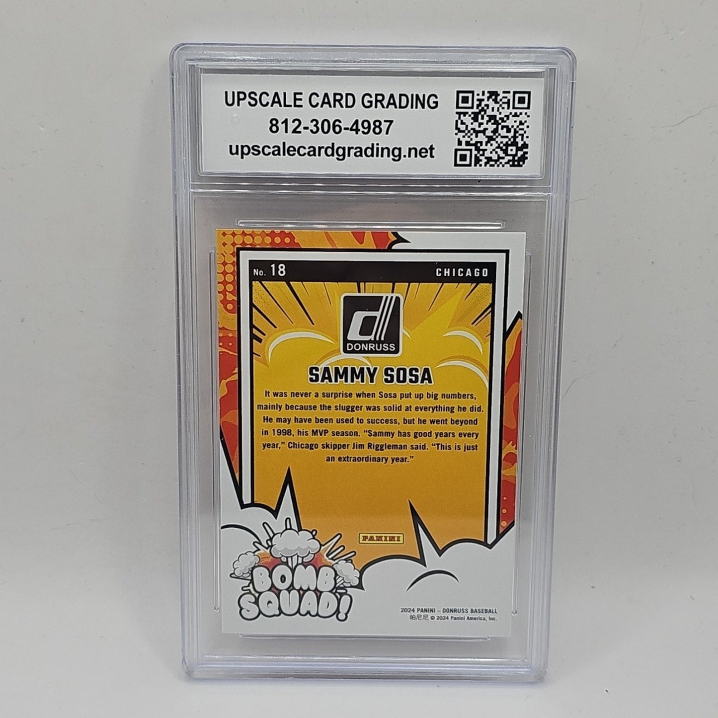 2024 Donruss #18 Sammy Sosa Bomb Squad Red Xplosion SP /99 Graded 9 MLB HOF