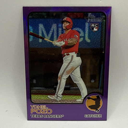 2022 Heritage High Number Hot Box Chrome Purple Refractor Yohel Pozo Rookie RC