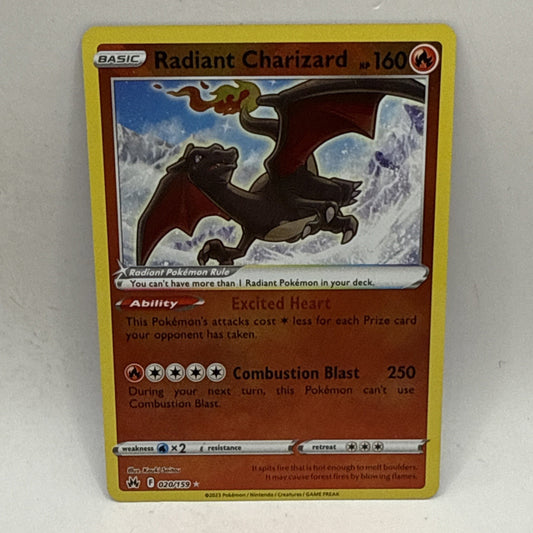Pokémon Radiant Charizard 020/159 Holo Rare Crown Zenith MP Trading Card