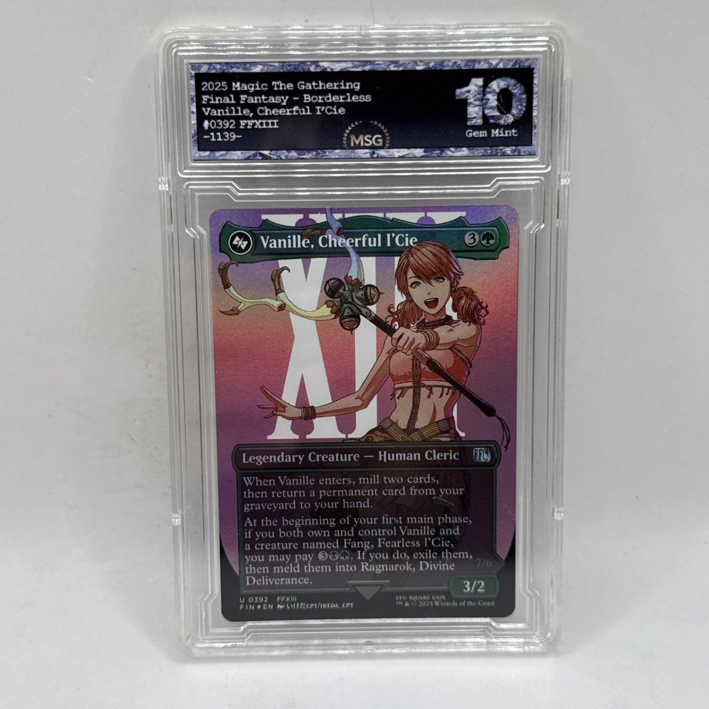 Vanille, Cheerful l'Cie Borderless Foil MTG Final Fantasy FFXIII Graded 10 Gem