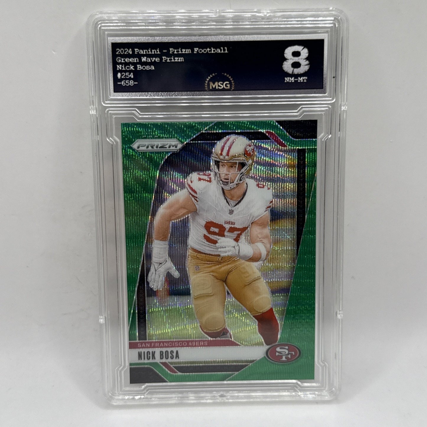 2024 Panini Prizm Green Wave #254 Nick Bosa San Fransisco 49ers NFL Graded 8