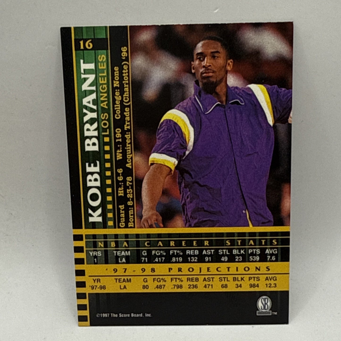 1997 Score Board Players Club Kobe Bryant #16 HOF Lakers NBA
