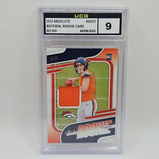 2024 Panini Absolute - Absolute Rookie Materials Bo Nix #ARM-BNX Graded 9 NFL