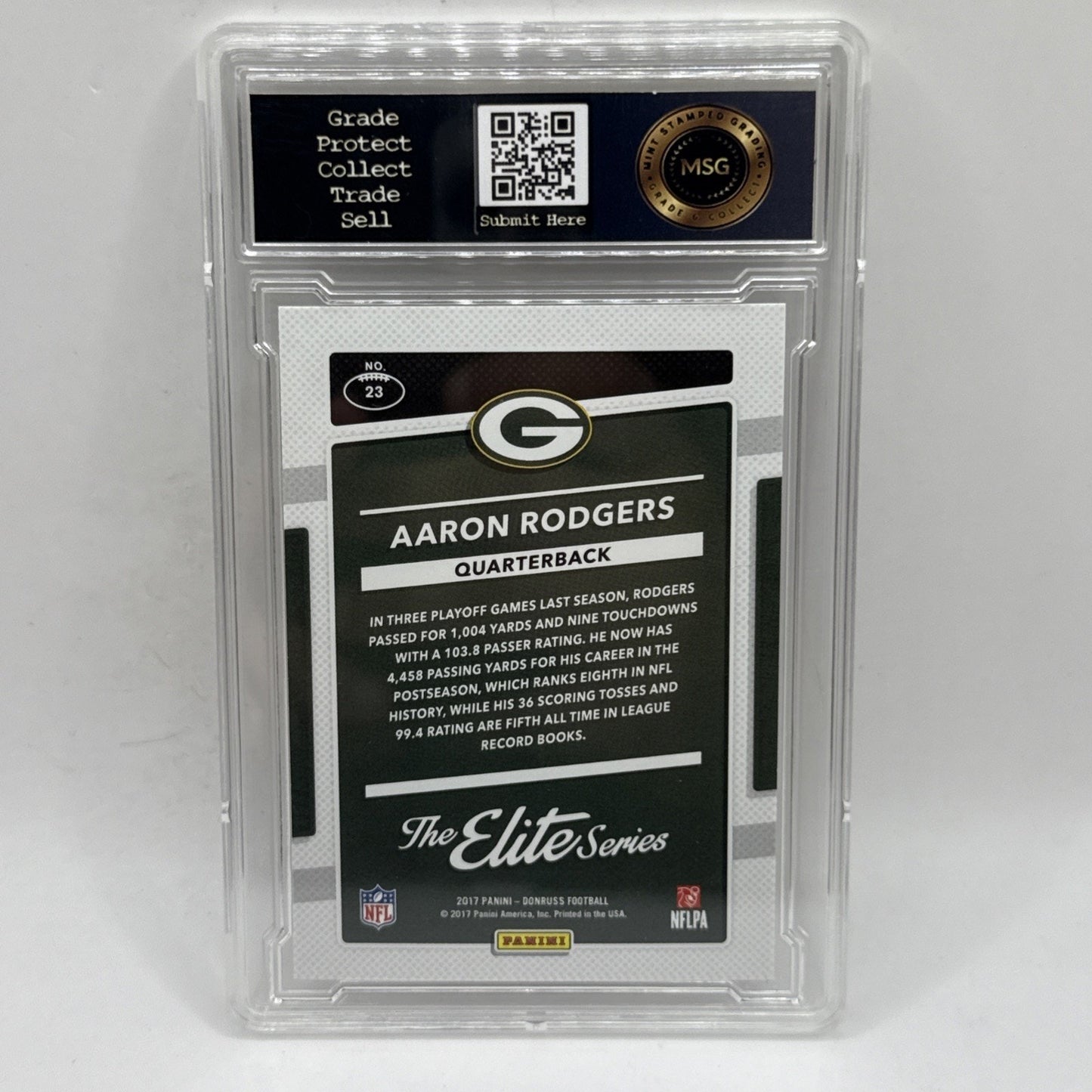 2017 Donruss The Elite Series #23 Aaron Rodgers Graded 10 He Mint NFL Packers QB