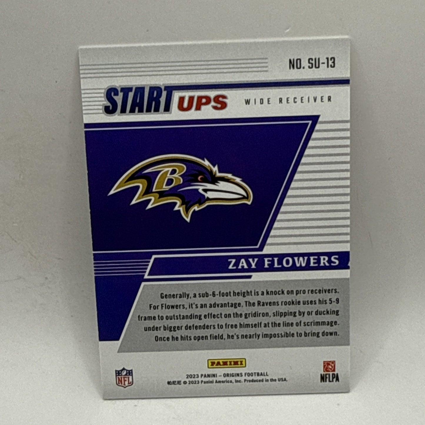 Zay Flowers 2023 Panini Origins Start-Ups RC B #SU-13 Baltimore Ravens