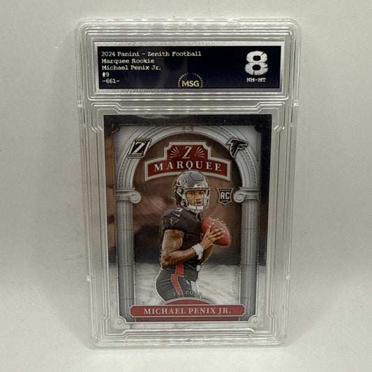2024 Zenith Football Marquee Insert Chrome Michael Penix Jr RC Falcons Graded 8